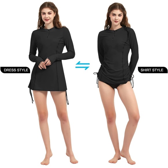 Women’s Lilycat Half Zip Long Sleeve Sun Shirt/Rashguard with 50SPF - Picture 5 of 6